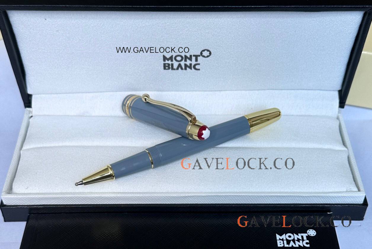 Copy Mont Blanc 100 Years Meisterstuck Glacier Blue-Gold Rollerball Midsize
